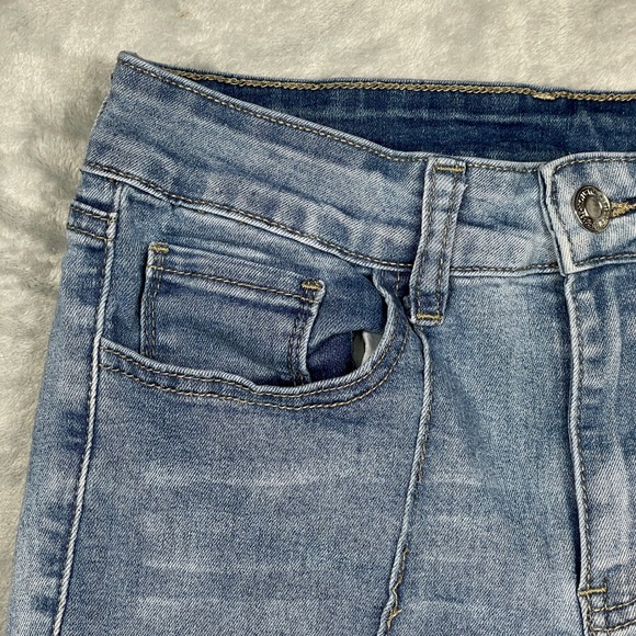 SHEIN Flare Jeans Womens Size 2 XS Light Blue High Rise Front Seam Stretch Denim - Picture 3 of 13